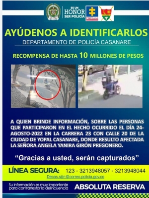 En estado crítico permanece mujer víctima de raponazo ayer en Yopal