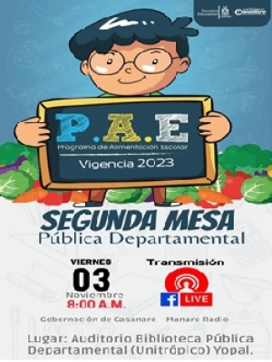 Para noviembre se programó segunda mesa pública departamental del PAE en Casanare