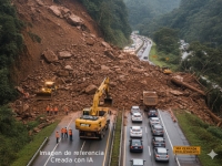 Deslizamiento de material provoca cierre total en la vía Bogotá-Villavicencio