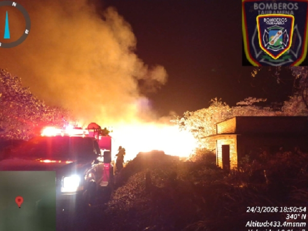 Gran cantidad de material combustible fue consumido por incendio registrado en Tauramena