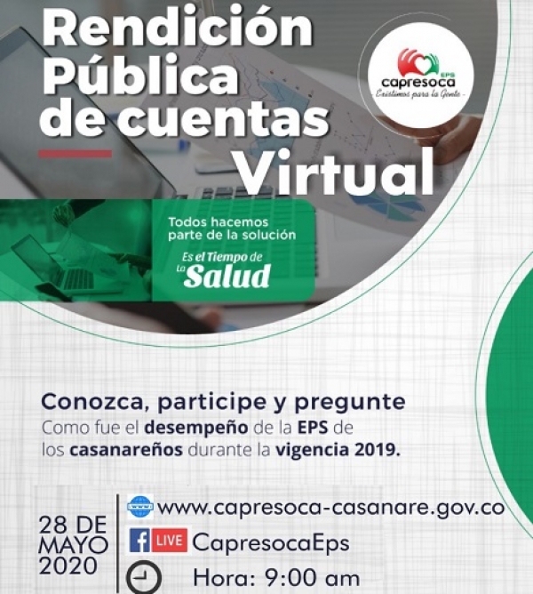 Capresoca EPS rendirá cuentas de manera virtual el 28 de mayo