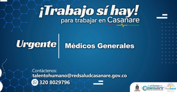 Red Salud requiere 12 médicos generales para las diferentes IPS adscritas a la entidad