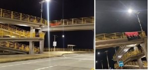 Ejercito calificó como un acto para generar terror la bandera del ELN puesta en puente peatonal de El Charte