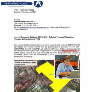 Aeronáutica Civil dio concepto desfavorable a proyecto de vivienda VIS, en la modalidad de torres de apartamentos en vereda Garzón de Yopal