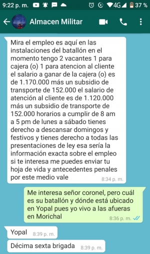 En Yopal están estafando a nombre del Ejército Nacional