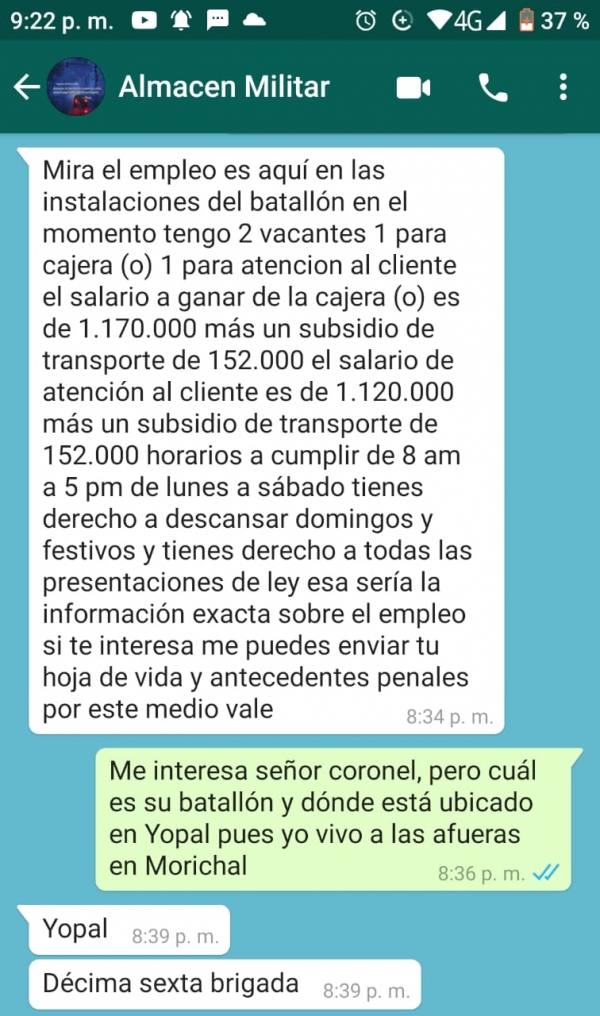 En Yopal están estafando a nombre del Ejército Nacional