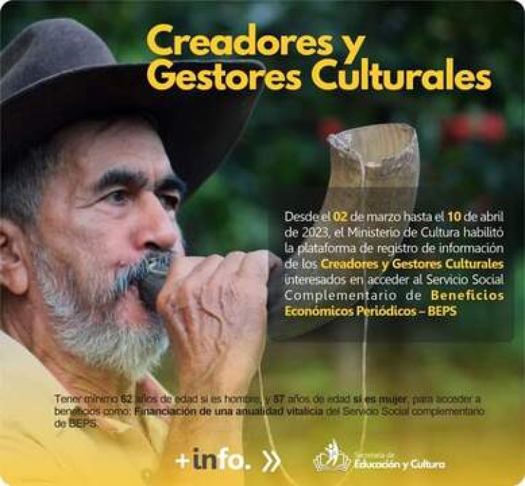 Convocatoria gestores y creadores culturales programa BEPS
