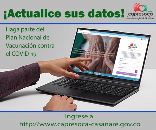 Afiliados de Capresoca a actualizar sus datos para que hagan parte del Plan Nacional de Vacunación COVID-19