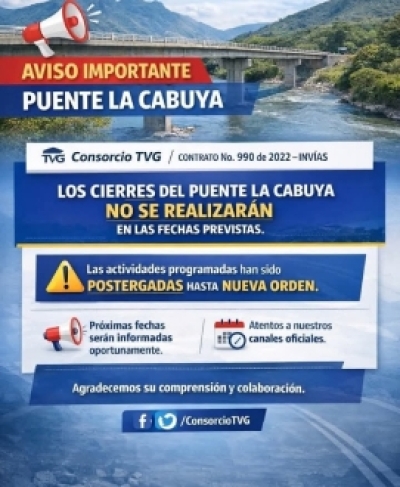 No habrá cierre del puente La Cabuya