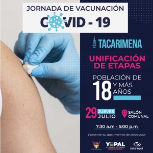 Hoy, jornada de vacunación Covid-19 en Tacarimena y El Charte