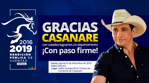 Hoy, rendición de cuentas del gobernador Alirio Barrera de su cuatrienio 2016-2019