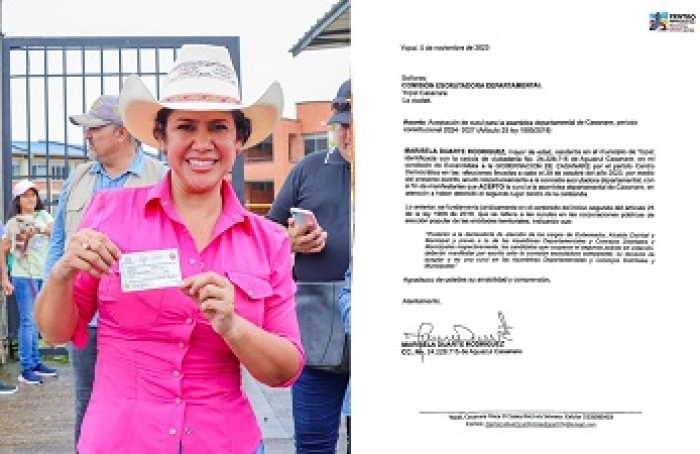 Marisela Duarte aceptó curul en la Asamblea Departamental