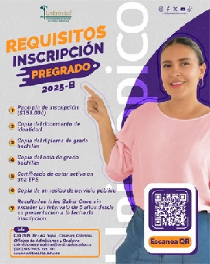 Hoy inician las inscripciones para quienes aspiren a estudiar en Unitrópico