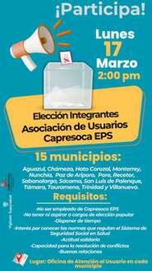 Hoy se adelantará la elección de la Asociación de Usuarios de Capresoca