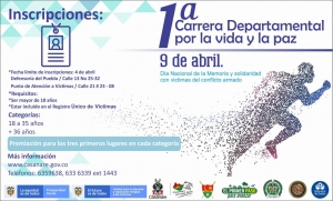 1ª Carrera Departamental por la vida y la paz este 9 de abril en Yopal