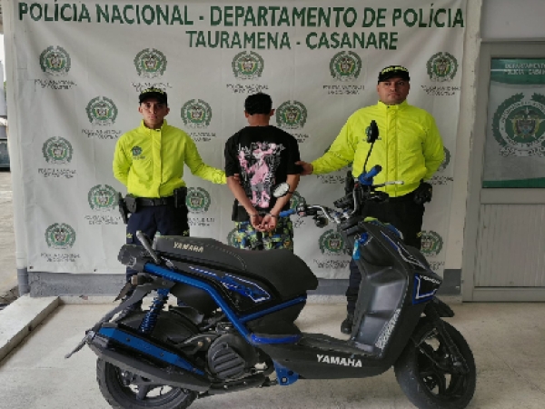 Policía recupera motocicleta hurtada y captura a un hombre por receptación en Tauramena