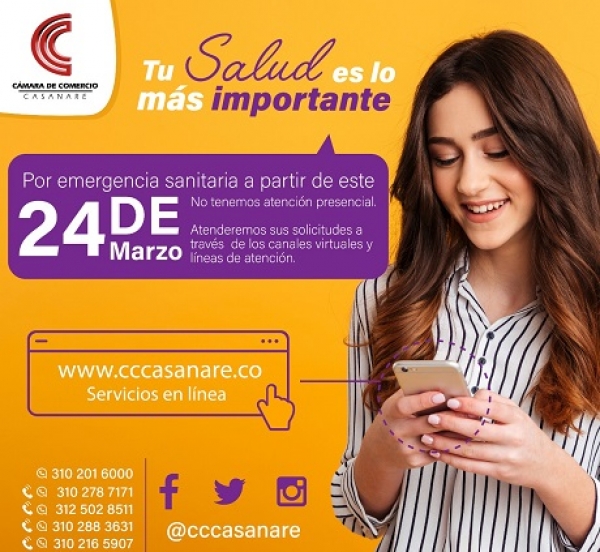 Cámara de Comercio no tendrá atención presencial del 24 de marzo al 13 de abril