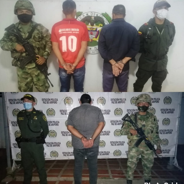 Tres personas capturadas por el Ejército Nacional en Casanare