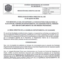 Asamblea de Casanare suspende convocatoria para Contralor Departamental