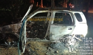 Apareció incinerado en Villanueva el vehículo del hombre asesinado en zona rural de Tauramena