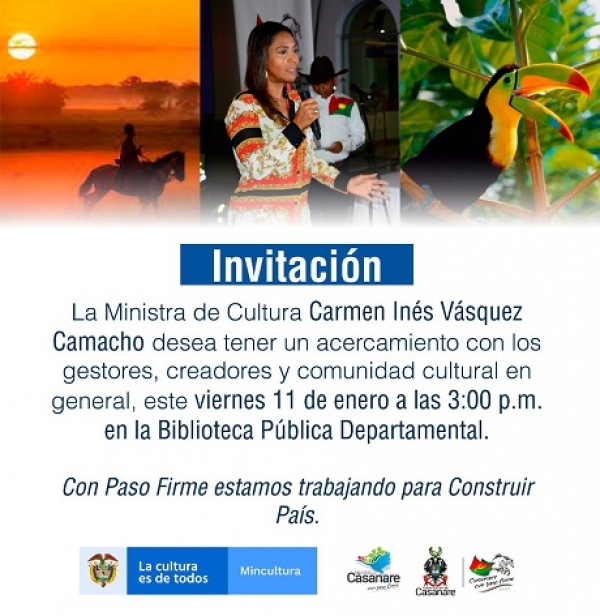 Ministra de Cultura estará hoy en Yopal