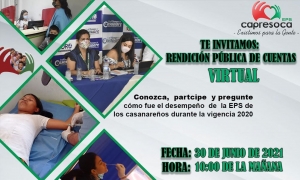 Hoy, Capresoca adelanta Rendición de Cuentas Virtual 2020