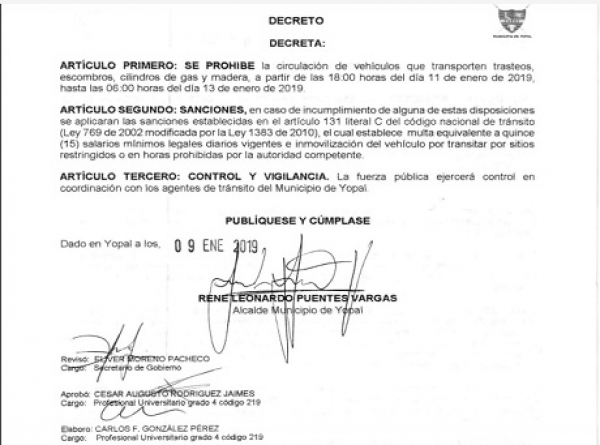 En Yopal prohibido el transporte de escombros y similares, por visita del Presidente de la República