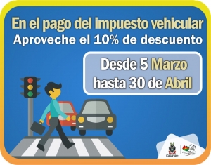Hasta el 30 de abril descuento en el pago de impuesto vehicular