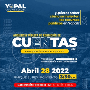 Alcalde de Yopal rendirá cuentas a la ciudad el próximo jueves 28 abril en el parque El Resurgimiento