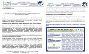 El lunes festivo primero de enero no habrá recolección de basuras en Yopal