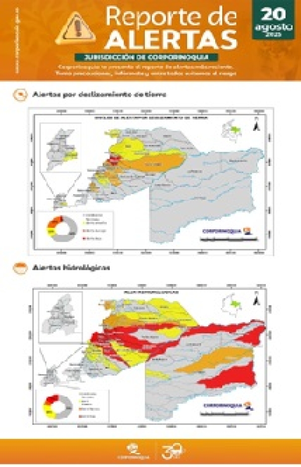 Corporinoquia emite alerta por deslizamientos e inundaciones en varios sectores de su jurisdicción