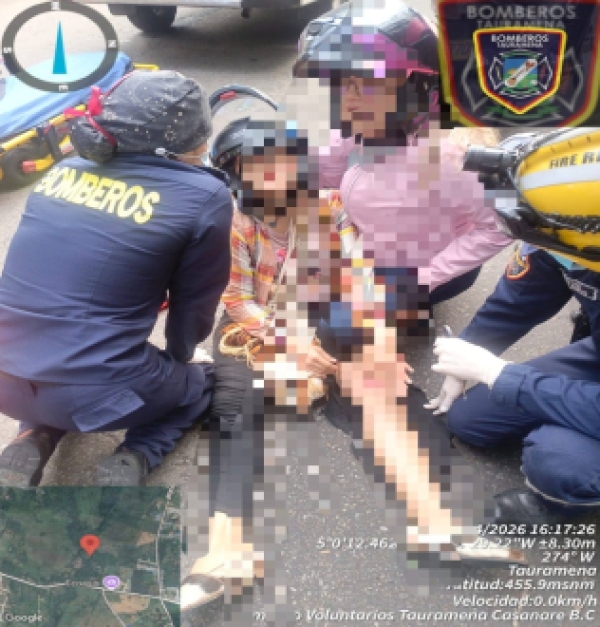 Motociclista resultó herida tras accidente en la vía urbana de Tauramena